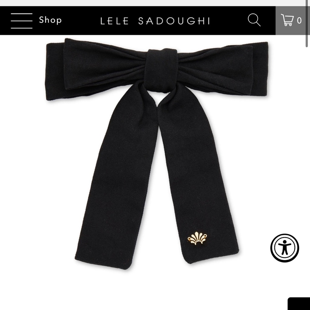 Lele Sadoughi Black and Gold Hair Bow Accessory